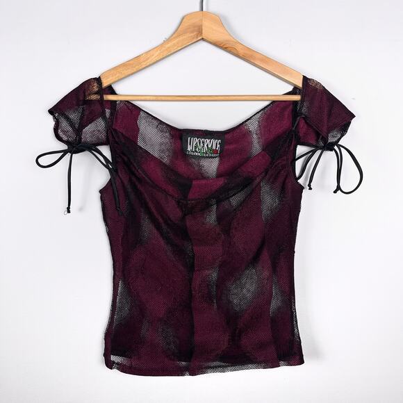 2001 Lip Service Hour of Darkness Blouse Top Purple Medium Y2K Vintage Goth - Picture 1 of 16